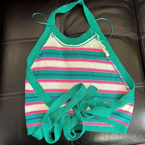 EE SOME Striped halter knit tank top large - Picture 5 of 6